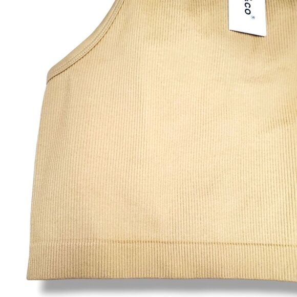 NWT J.o & Co Selena High Neck Cropped Ribbed Top in Warm Sand Sz XS/S - Picture 7 of 12